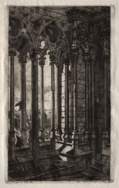 Radierungen von Paris: Die Galerie von Notre Dame von Charles Meryon