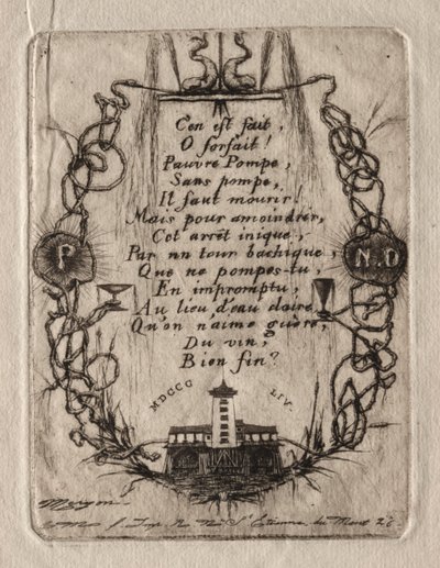 Radierungen von Paris: Die Notre-Dame-Pumpe, kleine Platte, 1854 von Charles Meryon