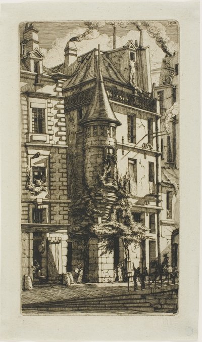 Haus mit einem Turm, rue de la Tixeranderie von Charles Meryon