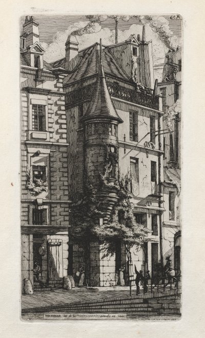 Haus mit einem Turm, rue de la Tixeranderie, Paris von Charles Meryon