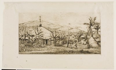 Neukaledonien: Große einheimische Hütte an der Straße von Balade nach Puépo, 1845 von Charles Meryon