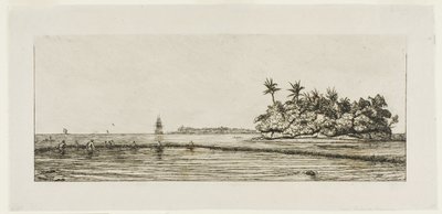 Ozeanien: Fischen, nahe Inseln mit Palmen in der Uea- oder Wallis-Gruppe, 1845 von Charles Meryon