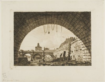 Pont-Neuf und die Samaritaine, gesehen unter dem ersten Bogen der Pont-au-Change, Paris von Charles Meryon