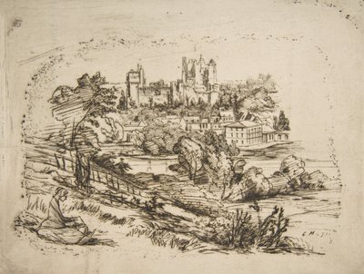 Ruinen des Château de Pierrefonds nach Viollet-le-Du..., 1858 von Charles Meryon