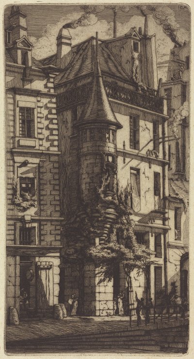Haus mit einem Turm, Weberstraße, Paris von Charles Meryon