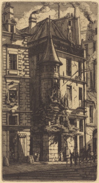 Haus mit einem Turm, Weberstraße, Paris von Charles Meryon