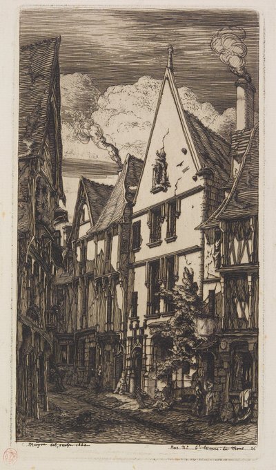 Blick entlang der Rue des Toiles, Bourges von Charles Meryon
