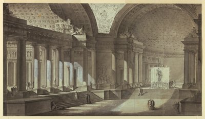 Architektonische Fantasie: Tempel der Athena Innenansicht von Charles Michel Ange Challe