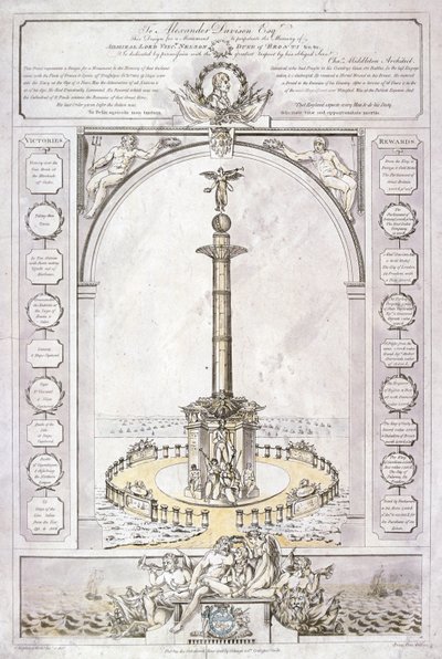Entwurf für ein Denkmal für Admiral Lord Nelson in Form einer Säule, 1806 von Charles Middleton