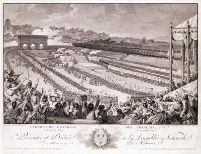 Fest der Föderation, 14. Juli 1790, auf dem Champ de Mars, graviert von Isidore Stanislas Helman von Charles Monnet