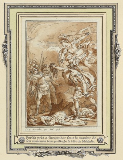 Perseus verwandelt Phinneas mit dem Kopf der Medusa in Stein von Charles Monnet