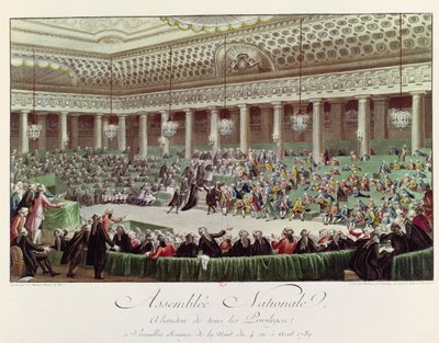 Die Nationalversammlung verzichtet auf alle Privilegien, 4. August 1789, gestochen von Helman (1743-1809) von Charles Monnet