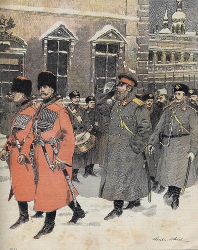 Der Kaiser (Zar) von Russland Alexander III. ging am 1. Januar zu den Heiligen Ämtern von Charles Morel