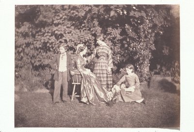 Mutter und vier Kinder in einem Garten von Charles Nègre