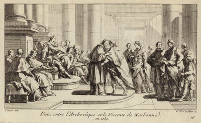 Frieden zwischen dem Bischof und dem Vizegrafen von Narbonne von Charles Nicolas II Cochin