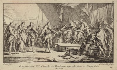 Raymond VII., Graf von Toulouse, verstößt seine Frau, Sancha von Aragon von Charles Nicolas II Cochin