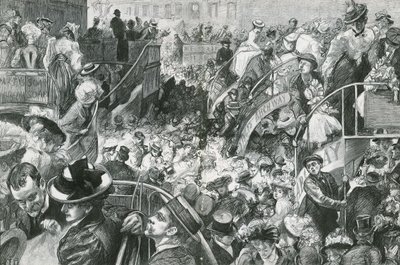 Ein beliebtes Cockney-Ausflugsziel: Die Menge am Fuße des Highgate Hill am Feiertag von Charles Paul Renouard