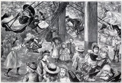 Ein Freiluft-Kindergymnasium im Battersea Park, London - 1898 - nach dem Leben gezeichnet von Paul Renouard von Charles Paul Renouard