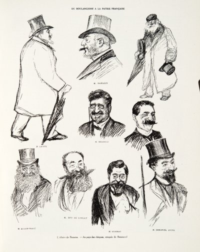 Die Panama-Affäre - Im Land der Schecks, Skizze von Renouard, aus Histoire de la Troisieme Republique, Bd. I, l
