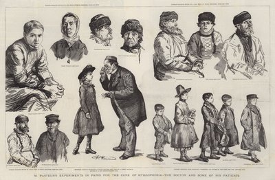 M. Pasteurs Experimente in Paris zur Heilung der Tollwut, der Doktor und einige seiner Patienten von Charles Paul Renouard