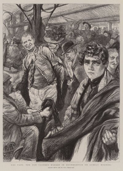 Rag Fair, der Altkleidermarkt in Hounsditch am Sonntagmorgen von Charles Paul Renouard