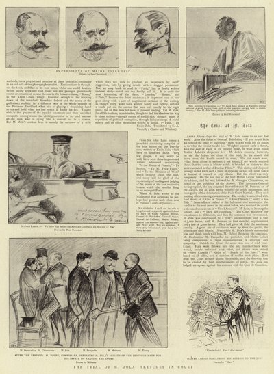 Der Prozess gegen M. Zola, Skizzen im Gericht von Charles Paul Renouard