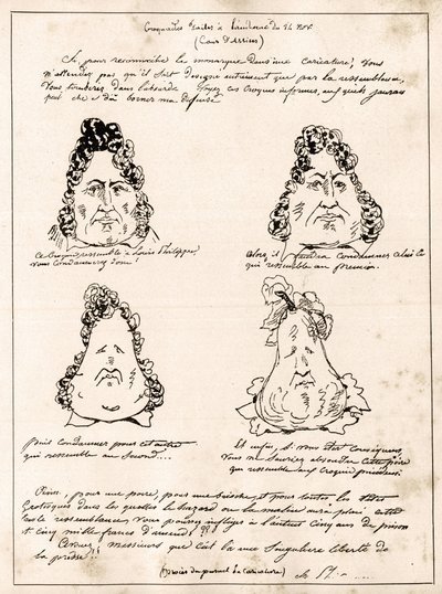 Croquades bei der Anhörung vom 14. November - Karikatur von Louis Philippe als Birne von Charles Philipon - 1832 - (Louis-Philippe verwandelt sich allmählich in eine Birne) von Charles Philipon