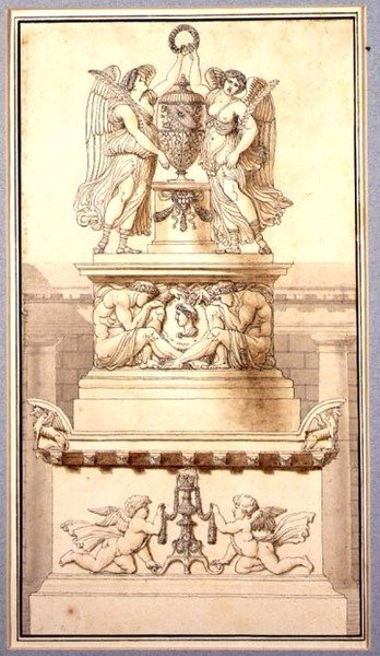 Entwurf für ein Grabdenkmal für einen römischen General, ca. 1800 von Charles Pierre Joseph Normand