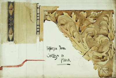Intarsienpaneel, Certosa di Pavia, 1891 von Charles Rennie Mackintosh