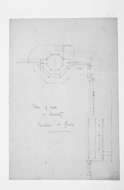 Plan des Brunnens im Waschraum, Certosa di Pavia, 1891 von Charles Rennie Mackintosh