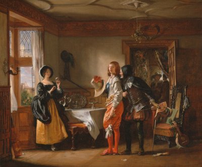 Slender, mit der Hilfe von Shallow, umwirbt Anne Page, aus "Die lustigen Weiber von Windsor," Akt III, Szene iv von Charles Robert Leslie