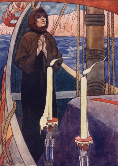 Ein Mönch wurde in einer Vision angewiesen, die Gebeine von Andreas an Bord eines bestimmten Schiffes zu bringen von Charles Robinson