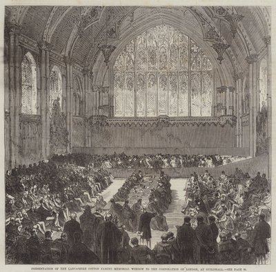 Übergabe des Lancashire Cotton Famine Memorial Window an die Corporation of London, in der Guildhall von Sir John Charles Robinson
