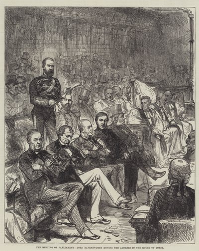 Die Parlamentseröffnung, Lord Ravensworth hält die Ansprache im House of Lords von Sir John Charles Robinson