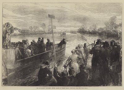 Das Bootsrennen der Universitäten, Oxford führt bei Corney Reach von Sir John Charles Robinson
