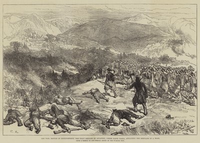 Der Krieg, Schlacht von Kniejesevacz, die Erste Infanteriebrigade unter Hafiz Pascha greift die Serben in einem Wald an von Sir John Charles Robinson