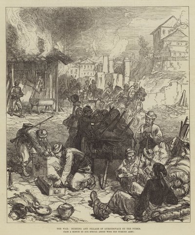 Der Krieg, Brand und Plünderung von Gurgusovacz durch die Türken von Sir John Charles Robinson
