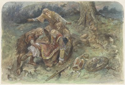 Verwundeter Adalbert wird weggetragen von Charles Rochussen