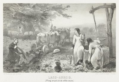Landarbeit (Pflug und Brunnen aus dem elften Jahrhundert) von Charles Rochussen