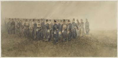 Pause eines Infanteriebataillons auf der Heide von Charles Rochussen