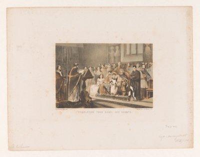 Priester liest Karl dem Großen vor von Charles Rochussen