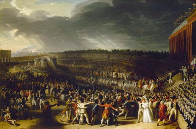 Das Fest der Föderation auf dem Marsfeld am 14. Juli 1790, 1792 von Charles Thevenin