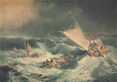 Ein Schiffswrack mit Booten, die versuchen, die Besatzung zu retten von Charles Turner