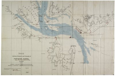 Skizze der Verteidigungen und Kanäle des Hafens von Charleston, Juni 1864 von Charles V. Bartelle