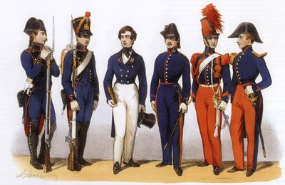 Uniformen der französischen Armee: Polytechnische Schule, Generalstab und Kavallerie von Charles Vernier