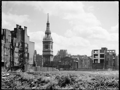 St Mary-le-Bow Kirche, Cheapside, City und County of the City of London, GLA, 1941-1945 von Charles William Prickett