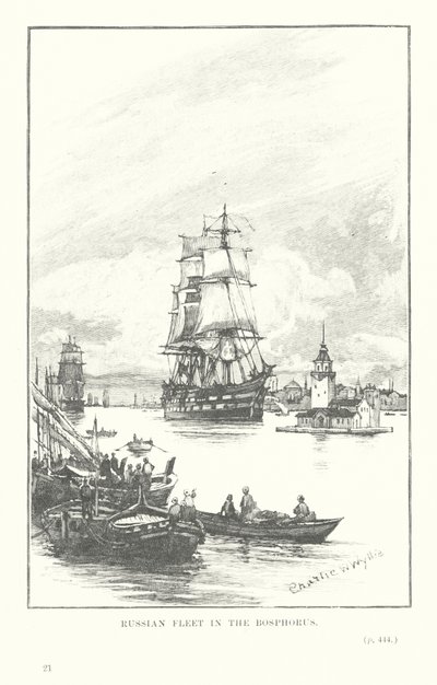 Russische Flotte im Bosporus von Charles William Wyllie