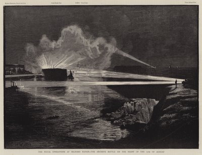 Die Marineoperationen bei Milford Haven, die entscheidende Schlacht in der Nacht des 17. August von Charles William Wyllie
