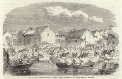 Die Landung britischer Truppen in Pehtang von Charles Wirgman