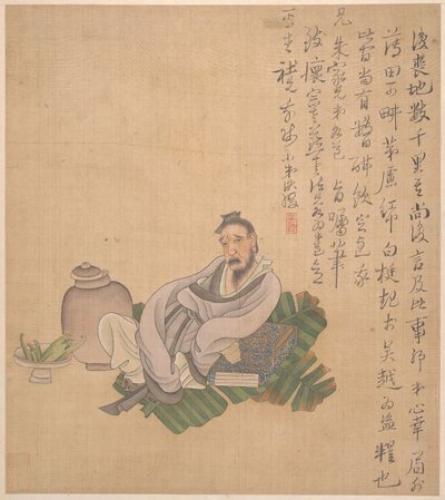 Figuren, Blumen und Landschaften, ein Blatt datiert 1627 von Chen Hongshou